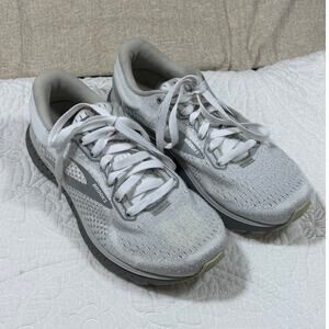 Brooks Women's 8W White Gray Glycerin 18 Lace Up Running Shoes Cushion Support